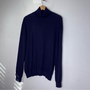 j hilburn Navy Blue Turtleneck Wool Sweater XL‎